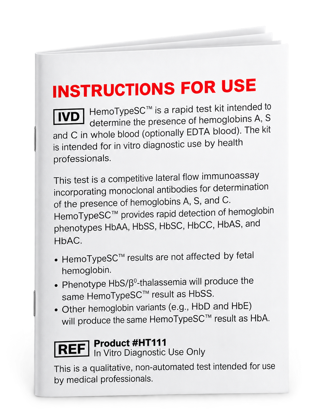 HemoTypeSC IFU booklet HemoTypeSC Instructions for Use booklet